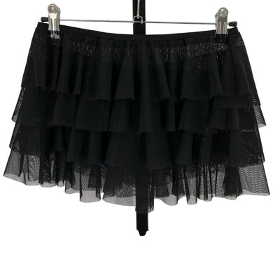 Norma Kamali Tiered Black Ruffle Mini Skort Size XS NWT