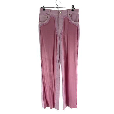 Blumarine Deconstructed Pink Wide Leg Denim Jeans Size 40 IT / US 4 NWT