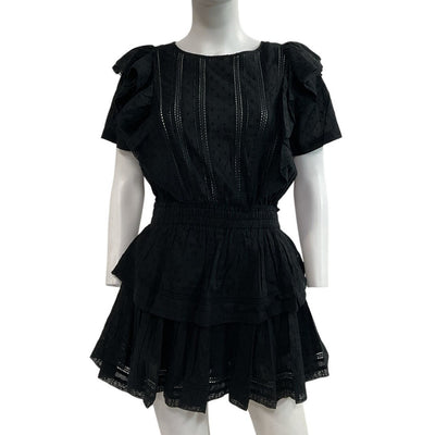 Loveshackfancy Ruffled Black Natasha Dress Size L
