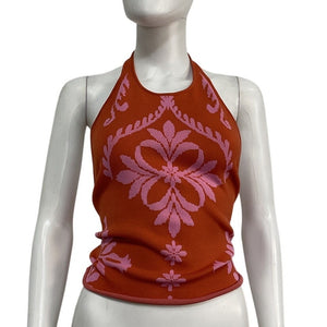 Misa Los Angeles Jacquard Orange Hali Top Tank Size XXS