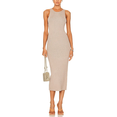 Helmut Lang Textured Tan Ribbon Midi Dress Size M