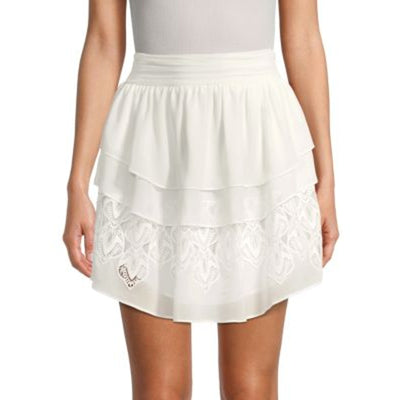 Iro Lace Inset Tiered White Mugue Skirt Size 34