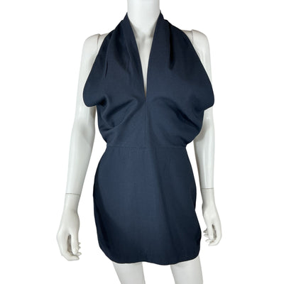 The Sei Sleek Navy Cross Front Halter Mini Dress Size 6