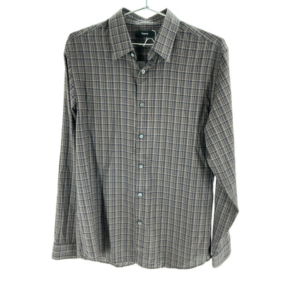 Theory Plaid Fossil Multi Irving Arch Flanella Dress Shirt Size M NWT