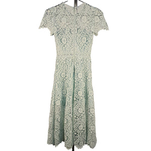 Self-Portrait Elegant Green Rose Lace Midi Dress Size 0