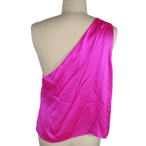 The Sei Chic Pink One Shoulder Pleat Blouse Size 6