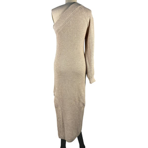 L'Academie Asymmetric Tan Feride Sweater Dress Size XS