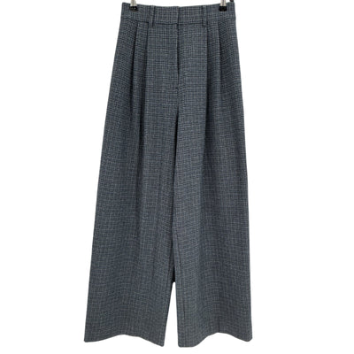 L'Academie Tailored Blue High Waist Plaid Trousers Size XS