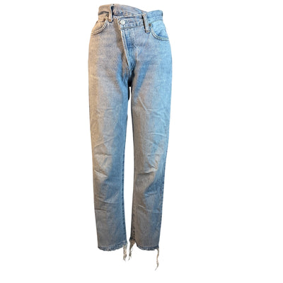 Agolde Crisscross Blue Straight Leg Denim Jeans Size 25