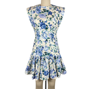 Zimmermann Floral Aquamarine Multi Moncur Dress Size S
