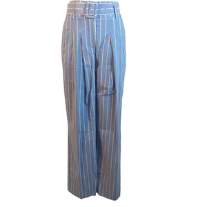 Veronica Beard Striped Blue Maliyah Wide Leg Pants Size 0