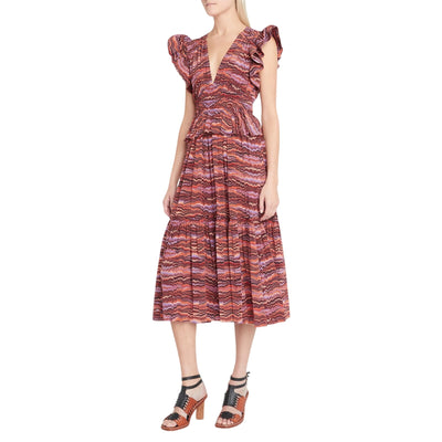 Ulla Johnson Smocked Purple Sapphire Bendetta Size 00 Silk Dress