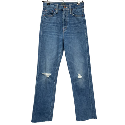 Mother Distressed Blue Tomcat Ankle Fray Denim Jeans Size 23