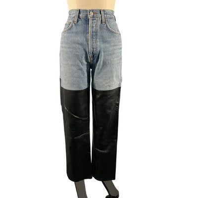 Agolde Pieced 90s Black Blue Pinch Waist Denim Jeans Size 25
