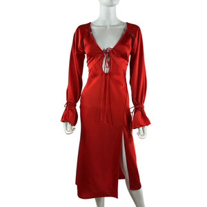 L'Academie Sleek Bright Red Connor Midi Dress Size XXS