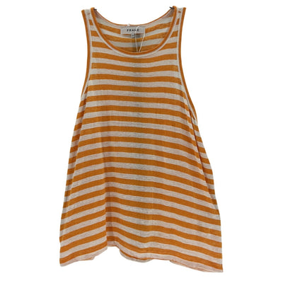 Frame Striped Orange Ringer Tank Top Size L
