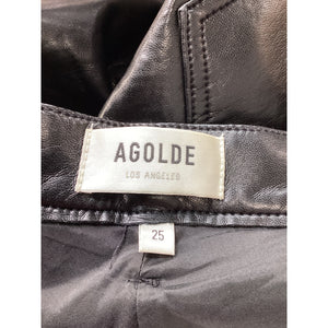 Agolde Recycled Leather 'Riley' Black Long Pant Size 25