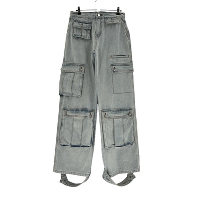 Grlfrnd Utility Blue Lara Cargo Denim Jeans Size 26