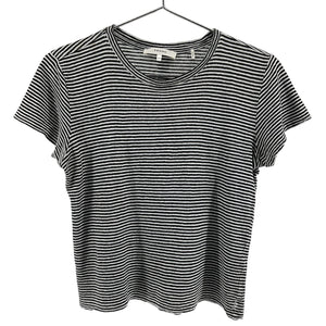 Frame Striped Black Multi Baby Tee Top Size S