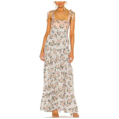 Agua Bendita Floral Multicolor Helina Zola Maxi Dress Size S