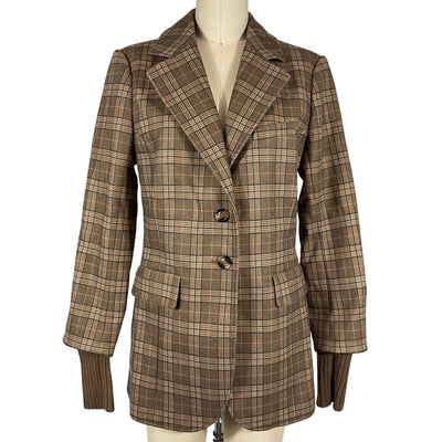Favorite Daughter Plaid Camel City Blazer Size M NWT