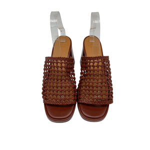 Sézane Brown Leather High Annalisa Mules Size 9