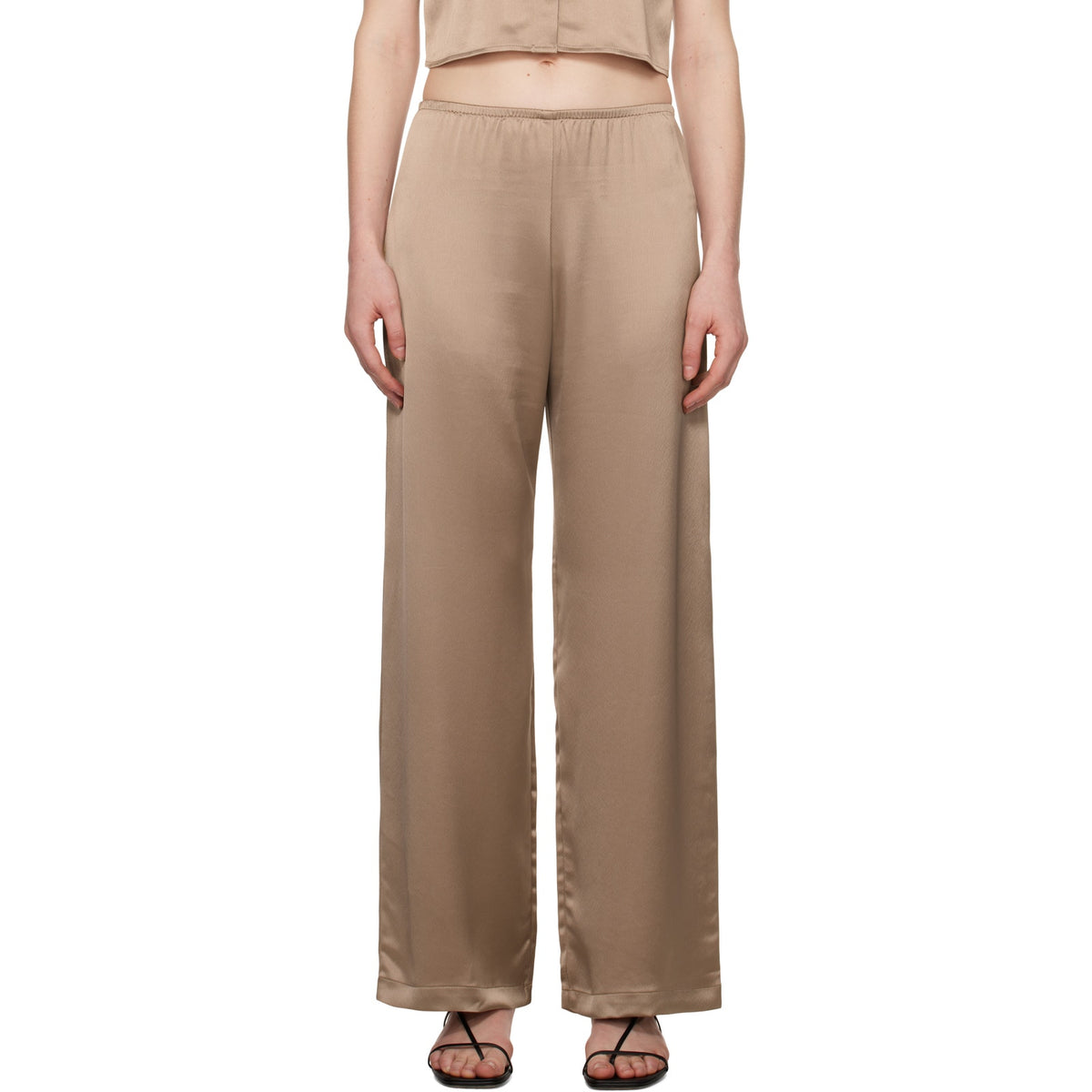 Leset Barb Wide Leg Beige Acetate Lounge Pants Size XS