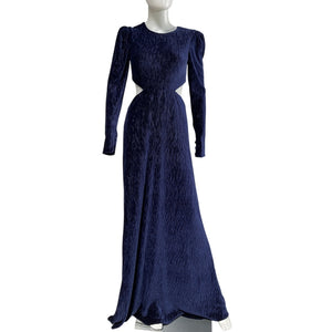 Patbo Textured Purple Velvet Cutout Gown Size 4