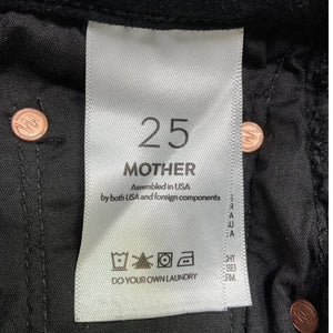 Mother High Rise Black Insider Crop Step Fray Denim Jeans Size 25