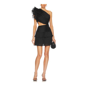 Elliatt Pleated Black Ideals Mini Dress Size XL