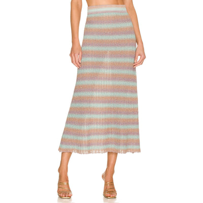 Misa Los Angeles Striped Blue Combo Luca Skirt Size S