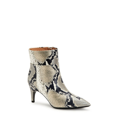 Aquatalia 'Marabella' White Leather Snake Embossed Heeled Boot Size 7.5 M