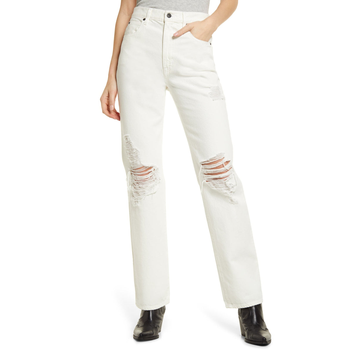 Slvrlake Distressed Ivory London Denim Jeans Size 23 NWT