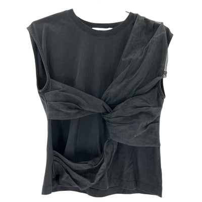 Msgm Asymmetric Black Knot Front Mesh Top Size L
