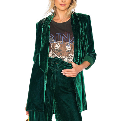 House Of Harlow 1960 Velvet Emerald Chloé Boyfriend Blazer Size S