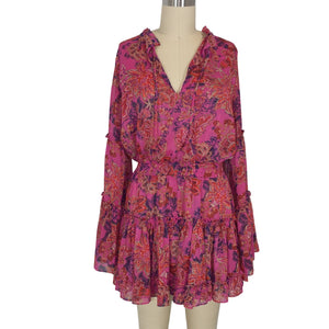 Misa Los Angeles Floral Pink Leeva Size M Dress