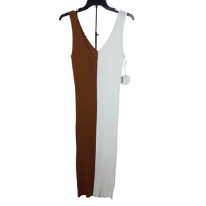 Staud Sleek Tan/White Dana Size L Dress NWT
