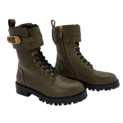 Versace Iconic Khaki Safety Pin Combat Boot Size EU 38 / US 8