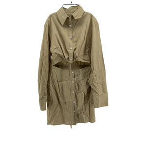 Matthew Bruch Chic Oatmeal Cutout Mini Shirt Dress Size 2