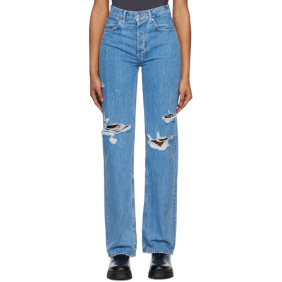 Anine Bing Distressed Washed Blue Gio Denim Jeans Size 25