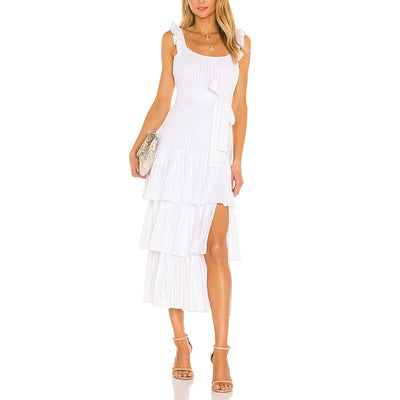 Likely 'Charlotte' White Ruffle Straps Scoopneck Dress Size 8