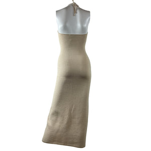 Shona Joy 'Eve' Beige Viscose Keyhole Midi Dress Size S