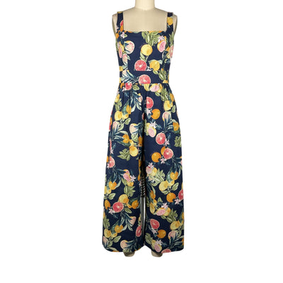 Cara Cara Printed Navy Square Neck Jumpsuit Size S