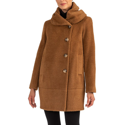 Sofiacashmere Boucle Camel Cocoon Coat Size 6