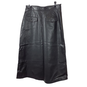 Lvir Asymmetric Black Wrap Midi Skirt Size L