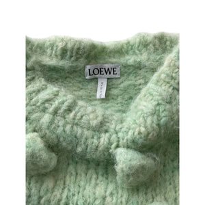 Loewe Textured Mint Cropped Bobble Wool Pullover Size S