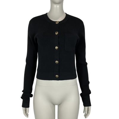 Favorite Daughter Ribbed Black Quinn Cardigan Size M