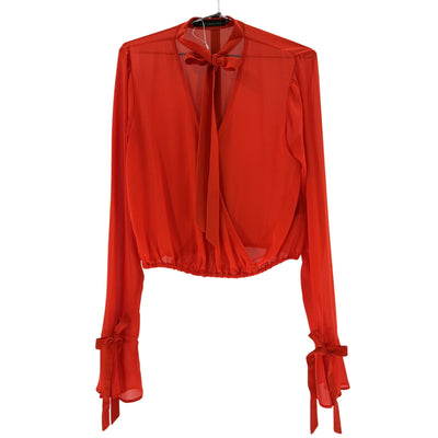 House Of Harlow 1960 Sheer Orange Joli Blouse Size M