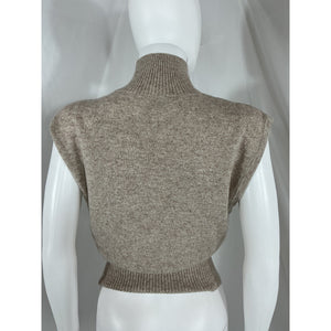 Reformation 'Arco' Beige Cashmere Sleeveless Turtleneck Sweater Size S