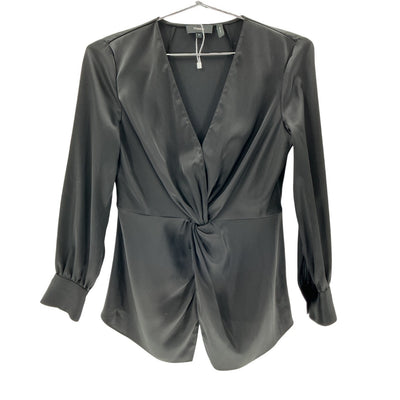 Theory Satin Black Twist Front Blouse Size 0